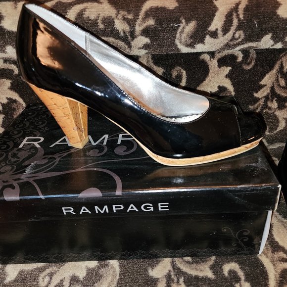 Rampage Patent Leather, cork heel/platform, peep toe - Picture 1 of 4